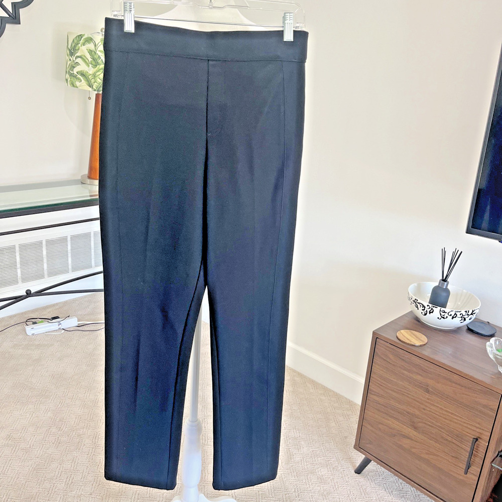 Spanx The Perfect Pant Black Slim Straight Leg Pull On Trousers Size Medium